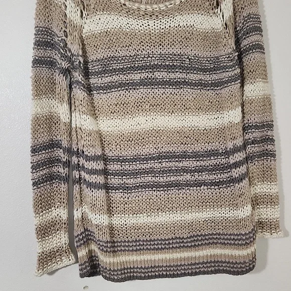 Free People Desert Moon Striped Long Sleeve Loose Ribbon Yarn Knit Sweater S - Picture 3 of 13